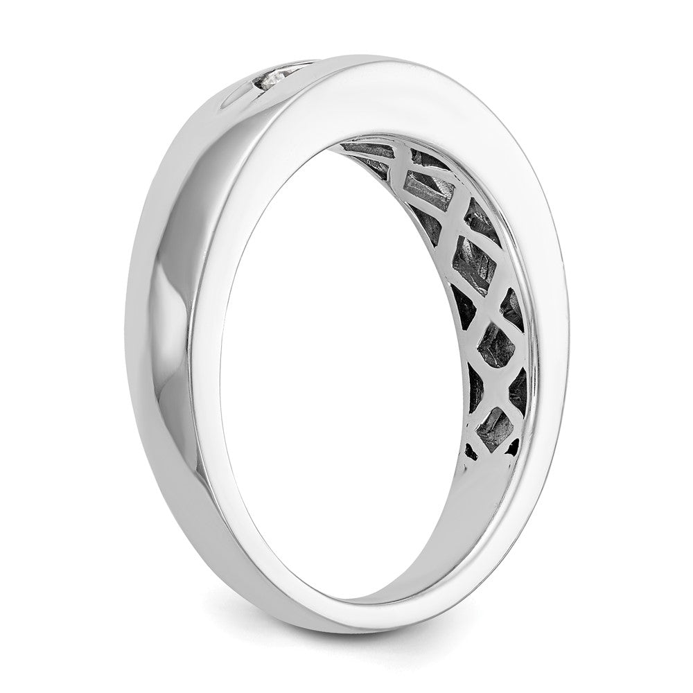 14K Weißgold Herren-Ring mit Kanalfassung und 5 echten Diamanten