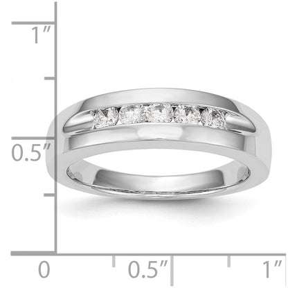 14K Weißgold Herren-Ring mit Kanalfassung und 5 echten Diamanten