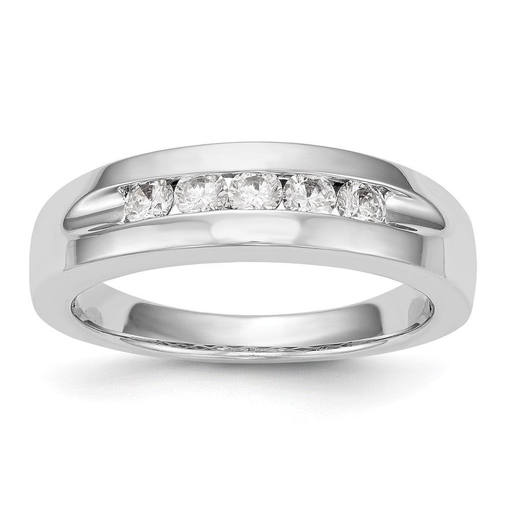 14K Weißgold Herren-Ring mit Kanalfassung und 5 echten Diamanten