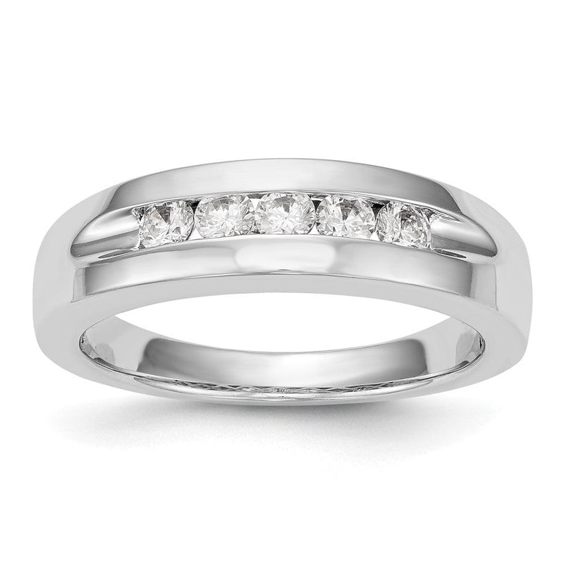 14K Weißgold Herren-Ring mit Kanalfassung und 5 echten Diamanten