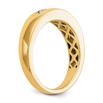 14K Gelbgold Herren-Ring mit 5 echten Diamanten in Kanalfassung