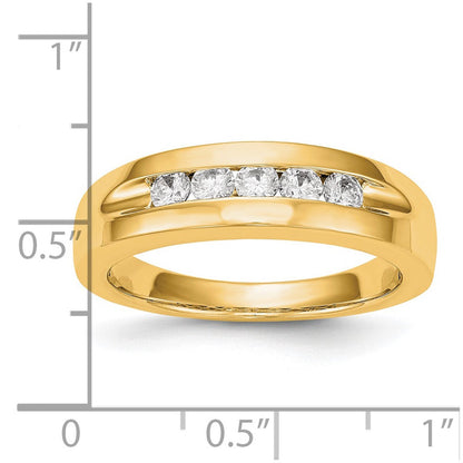 14K Gelbgold Herren-Ring mit 5 echten Diamanten in Kanalfassung