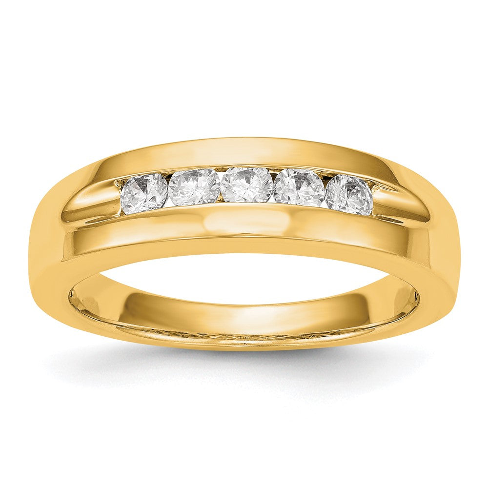 14K Gelbgold Herren-Ring mit 5 echten Diamanten in Kanalfassung