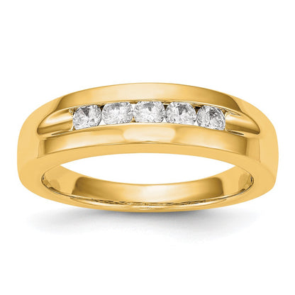 14K Gelbgold Herren-Ring mit 5 echten Diamanten in Kanalfassung
