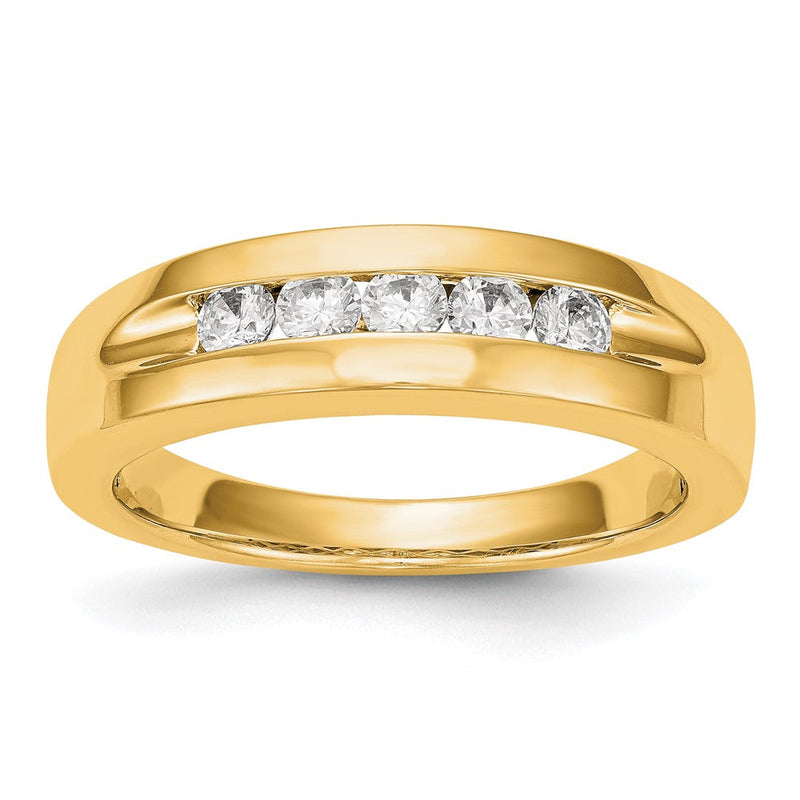 14K Gelbgold Herren-Ring mit 5 echten Diamanten in Kanalfassung
