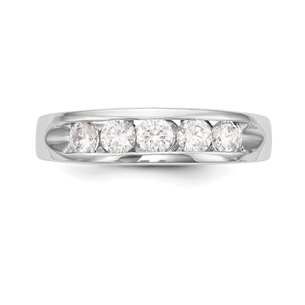 14K Weißgold Herren-Diamantring, 5-Stein, kanalgefasst