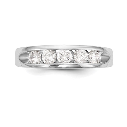 14K Weißgold Herren-Diamantring, 5-Stein, kanalgefasst