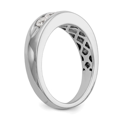 14K Weißgold Herren-Diamantring, 5-Stein, kanalgefasst
