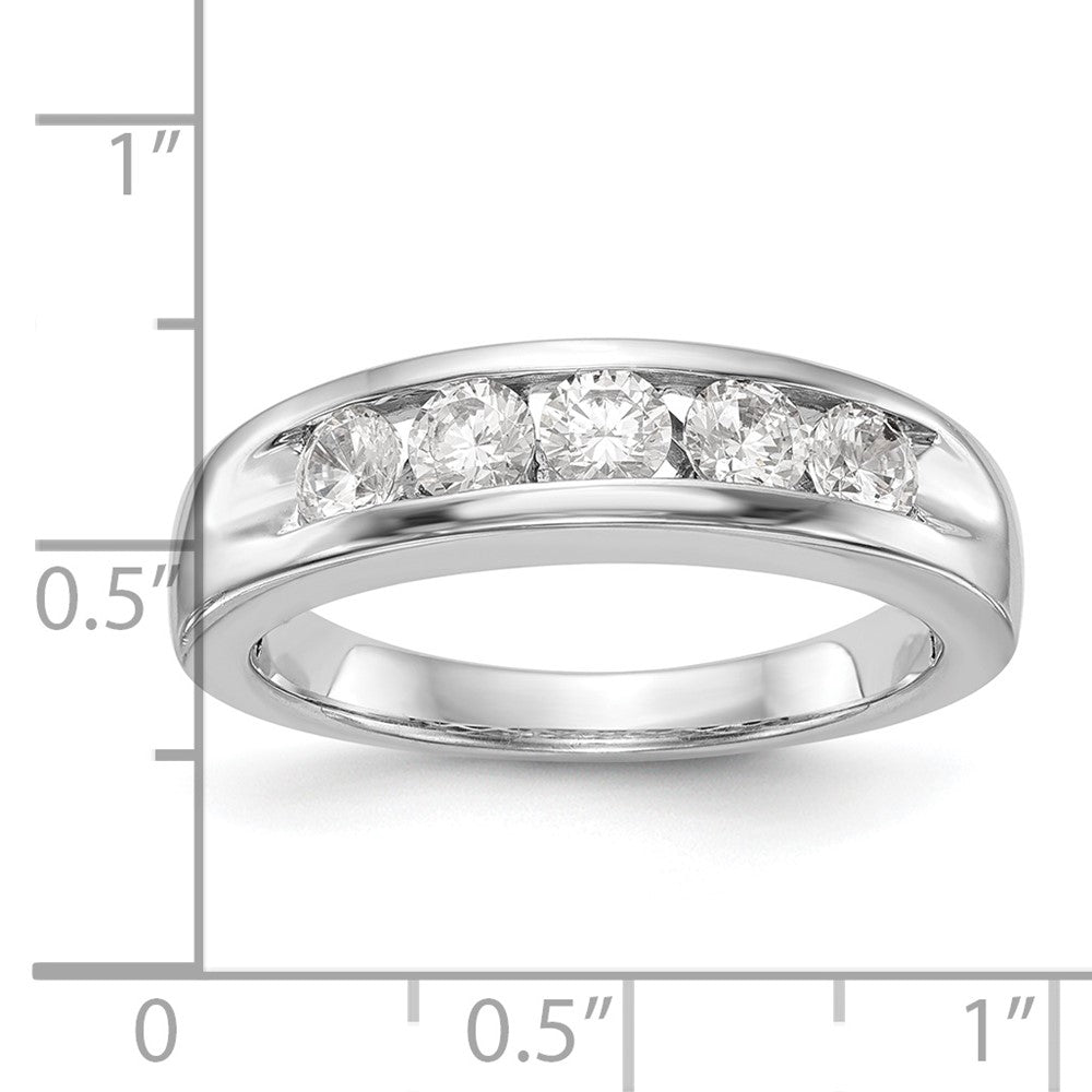14K Weißgold Herren-Diamantring, 5-Stein, kanalgefasst