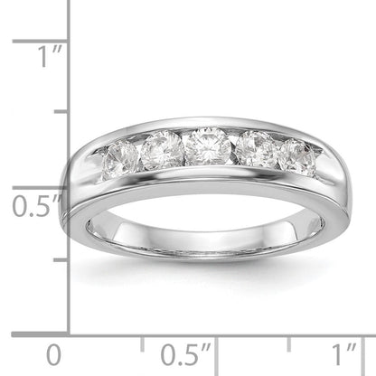 14K Weißgold Herren-Diamantring, 5-Stein, kanalgefasst