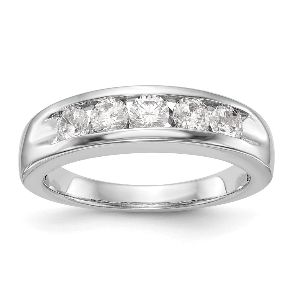 14K Weißgold Herren-Diamantring, 5-Stein, kanalgefasst