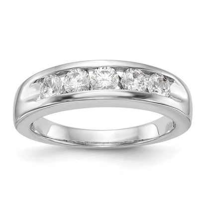 14K Weißgold Herren-Diamantring, 5-Stein, kanalgefasst