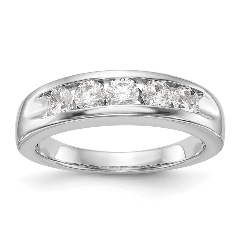 14K Weißgold Herren-Diamantring, 5-Stein, kanalgefasst