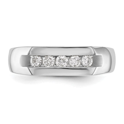 14K Weißgold True Origin Herren 1/3 Karat Im Labor Gezüchtet Diamant Vs Def Five Stein Kanalfassung Ring