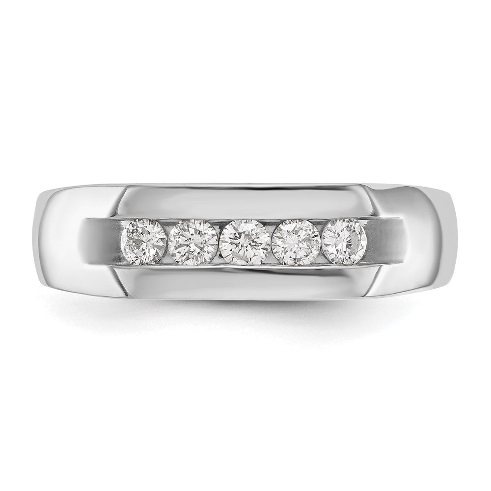 14K Weißgold Herren-Ring mit 5 natürlichen Diamanten in Kanalfassung