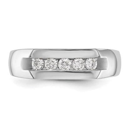 14K Weißgold Herren-Ring mit 5 natürlichen Diamanten in Kanalfassung