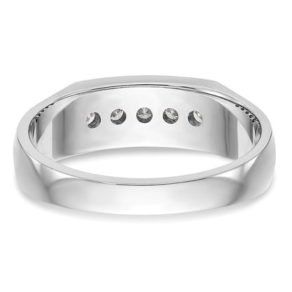 14K Weißgold True Origin Herren 1/3 Karat Im Labor Gezüchtet Diamant Vs Def Five Stein Kanalfassung Ring