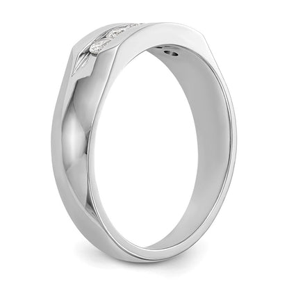14K Weißgold Herren-Ring mit 5 natürlichen Diamanten in Kanalfassung