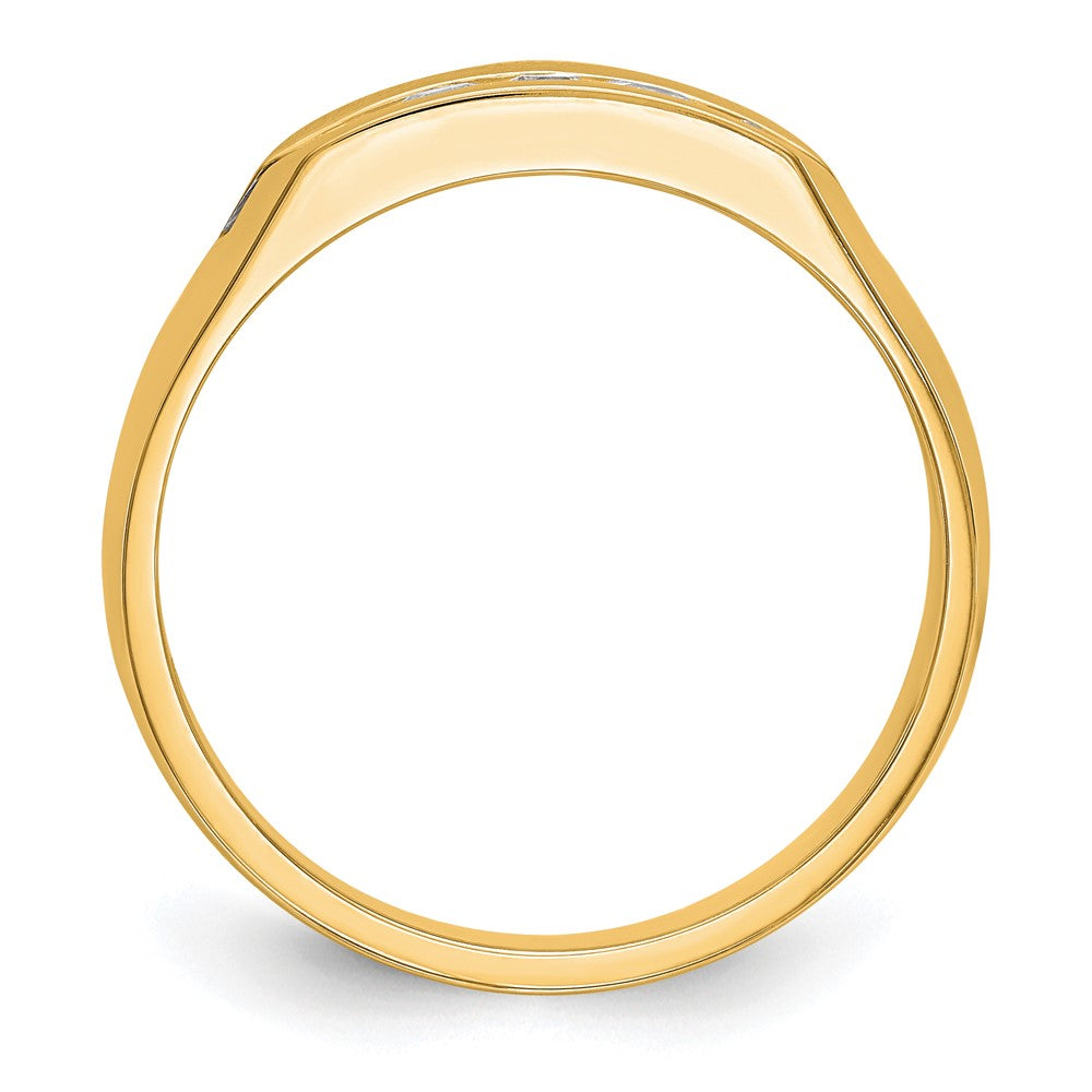 14K Gelbgold Herren-Ring mit 5 echten Diamanten in Kanalfassung