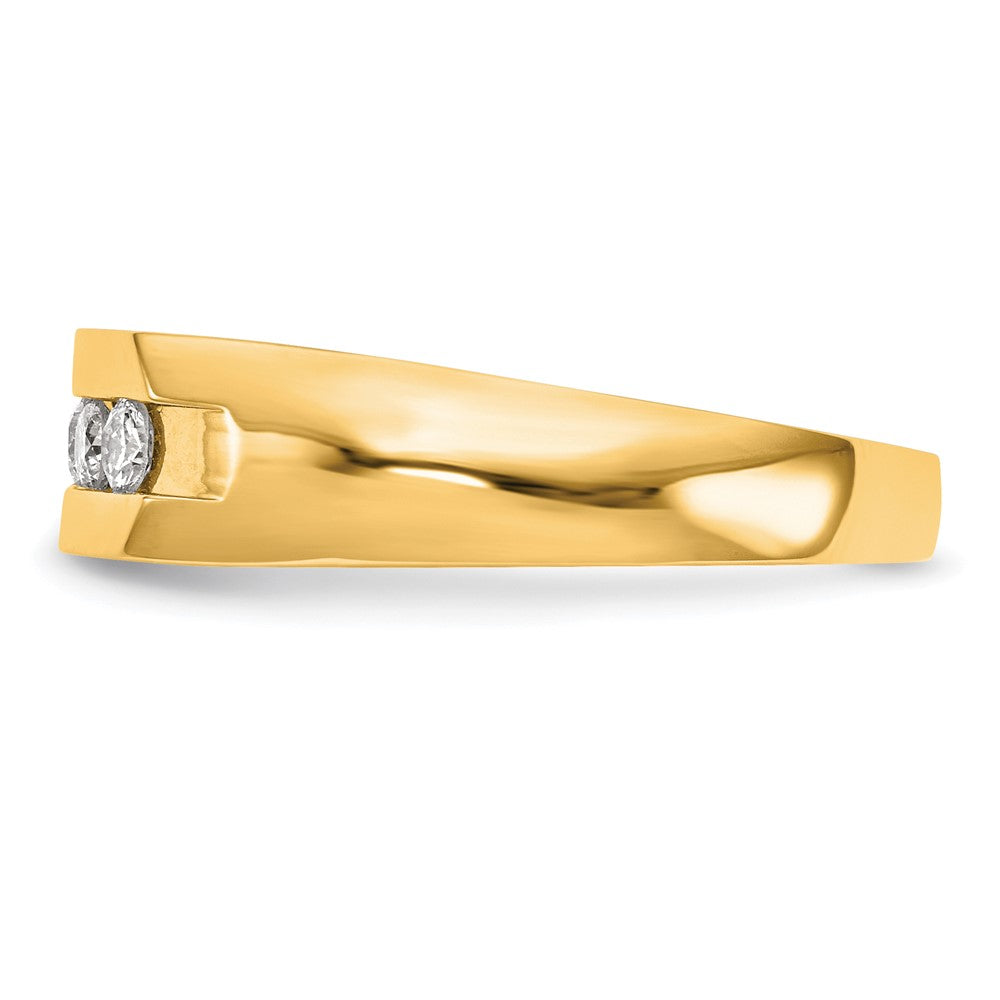 14K Gelbgold Herren-Ring mit 5 echten Diamanten in Kanalfassung