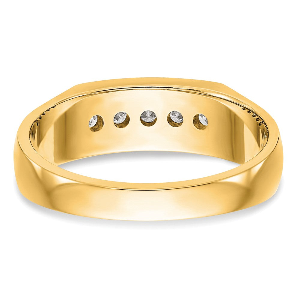 14K Gelbgold Herren-Ring mit 5 echten Diamanten in Kanalfassung