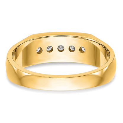 14K Gelbgold Herren-Ring mit 5 echten Diamanten in Kanalfassung
