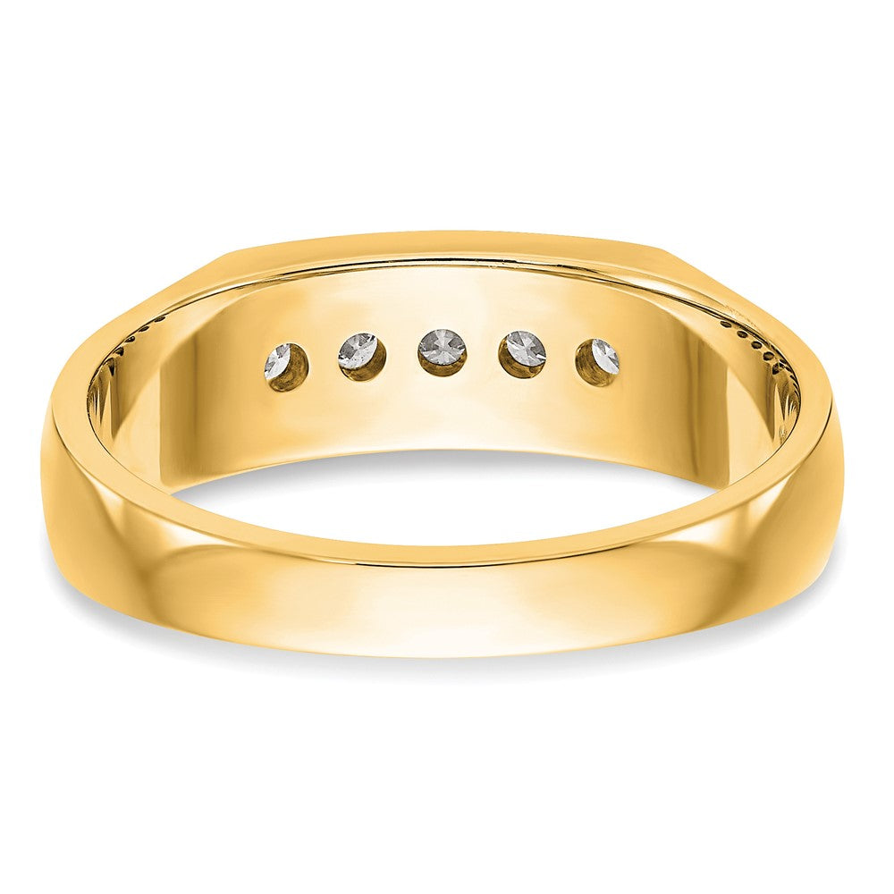 True Origin 14K Gelbgold Herren 1/3 Karat Im Labor Gezüchtet Diamant Vs+ F+ Komplett Kanalfassung Five Stein Ehering Ring