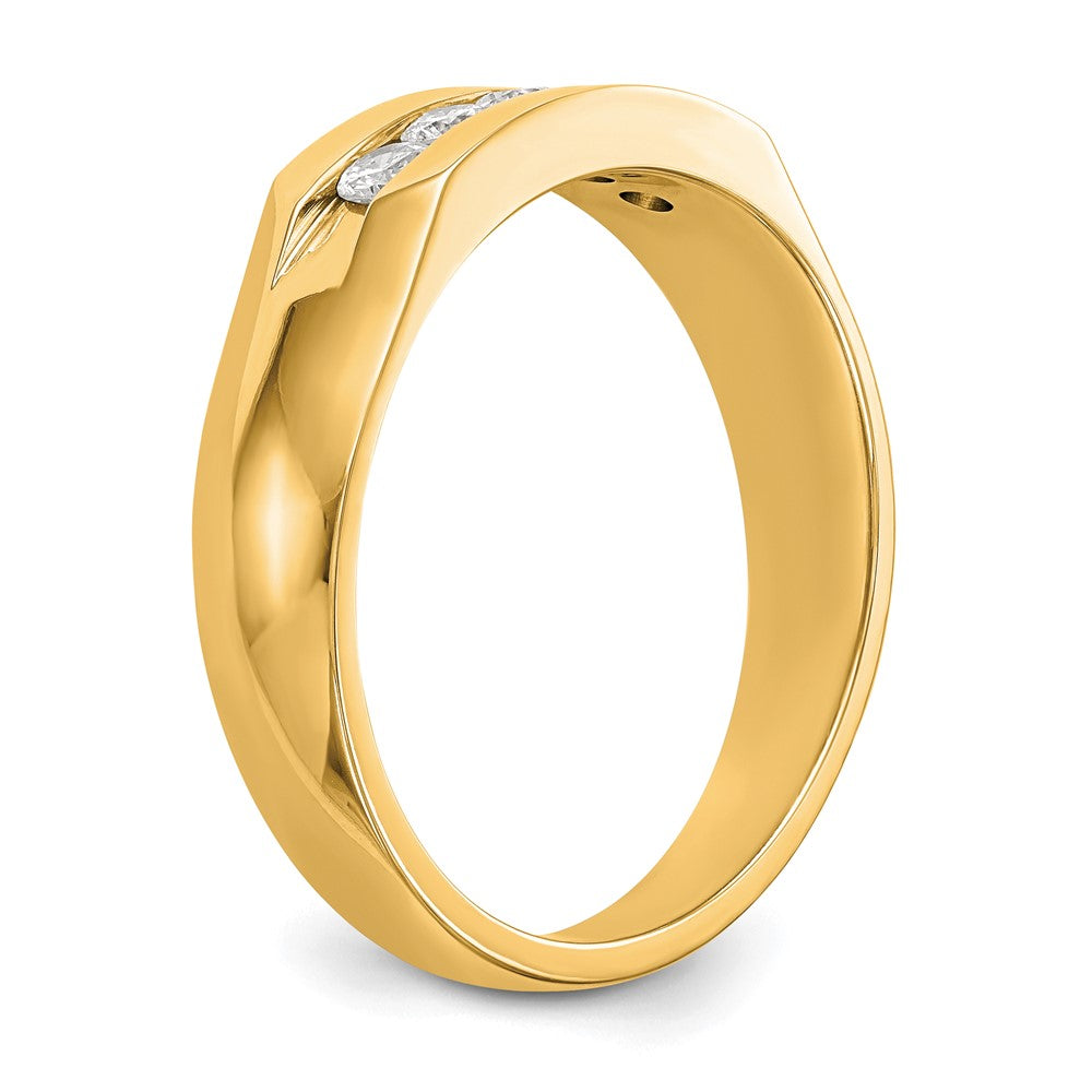 14K Gelbgold Herren-Ring mit 5 echten Diamanten in Kanalfassung