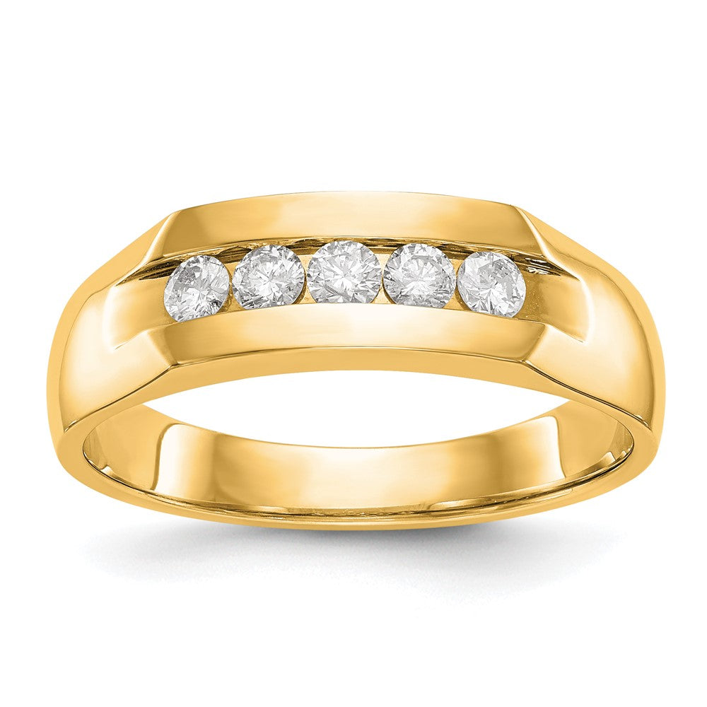 True Origin 14K Gelbgold Herren 1/3 Karat Im Labor Gezüchtet Diamant Vs+ F+ Komplett Kanalfassung Five Stein Ehering Ring