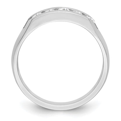 14K Weißgold Herren-Ring mit Kanalfassung und 5 echten Diamanten