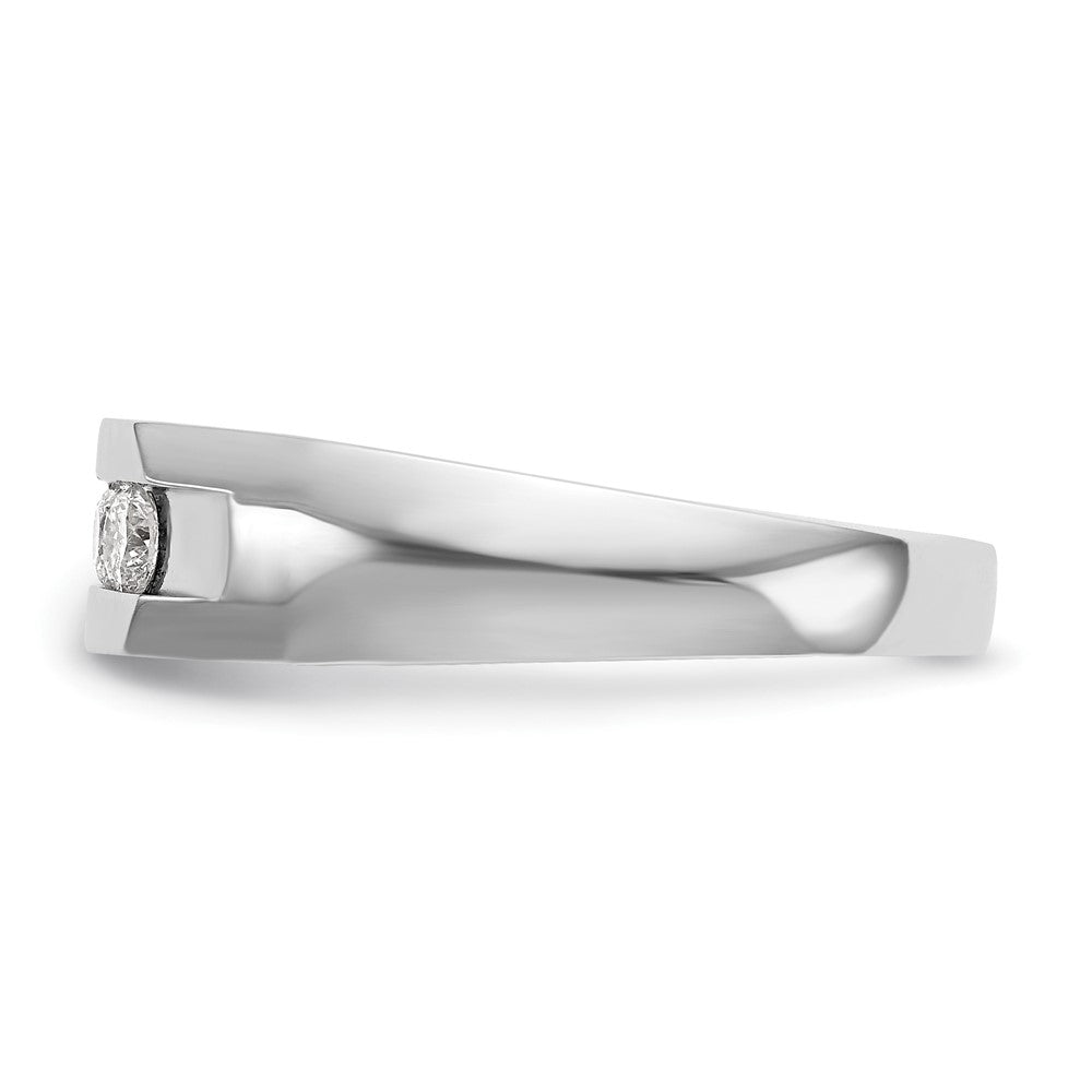 14K Weißgold Herren-Ring mit Kanalfassung und 5 echten Diamanten