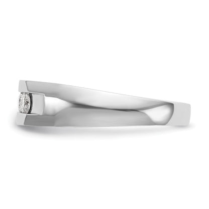 14K Weißgold Herren-Ring mit Kanalfassung und 5 echten Diamanten