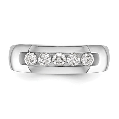 14K Weißgold Herren-Ring mit Kanalfassung und 5 echten Diamanten