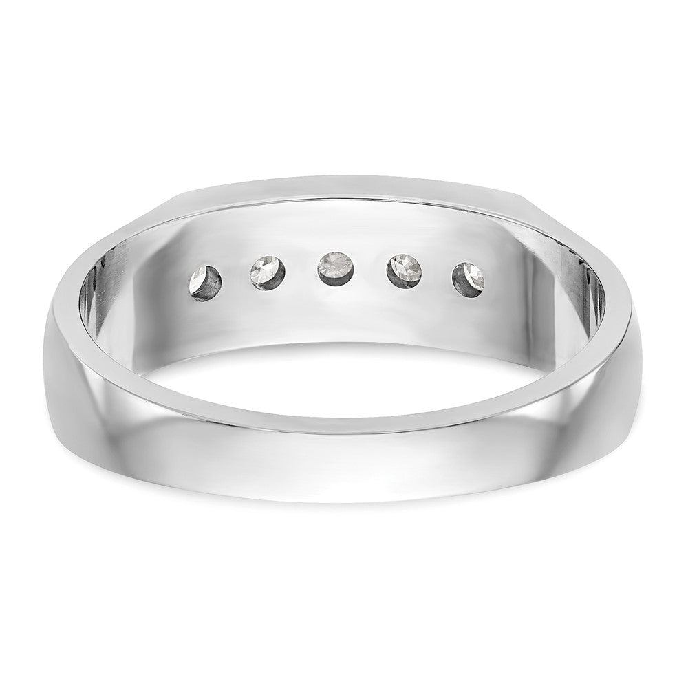 14K Weißgold Herren-Ring mit Kanalfassung und 5 echten Diamanten