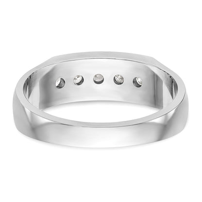 14K Weißgold Herren-Ring mit Kanalfassung und 5 echten Diamanten