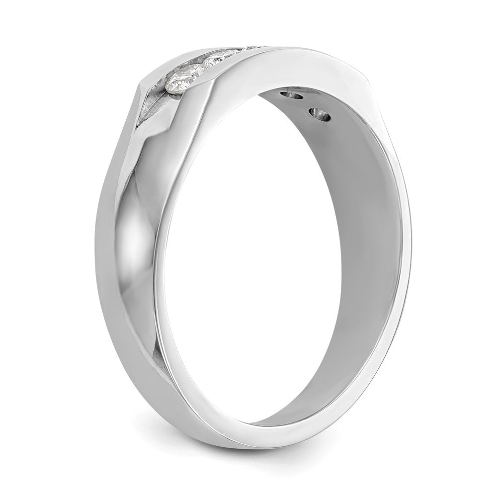 14K Weißgold Herren-Ring mit Kanalfassung und 5 echten Diamanten