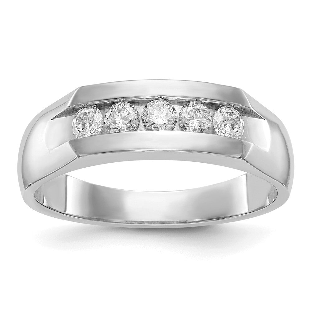 14K Weißgold Herren-Ring mit Kanalfassung und 5 echten Diamanten