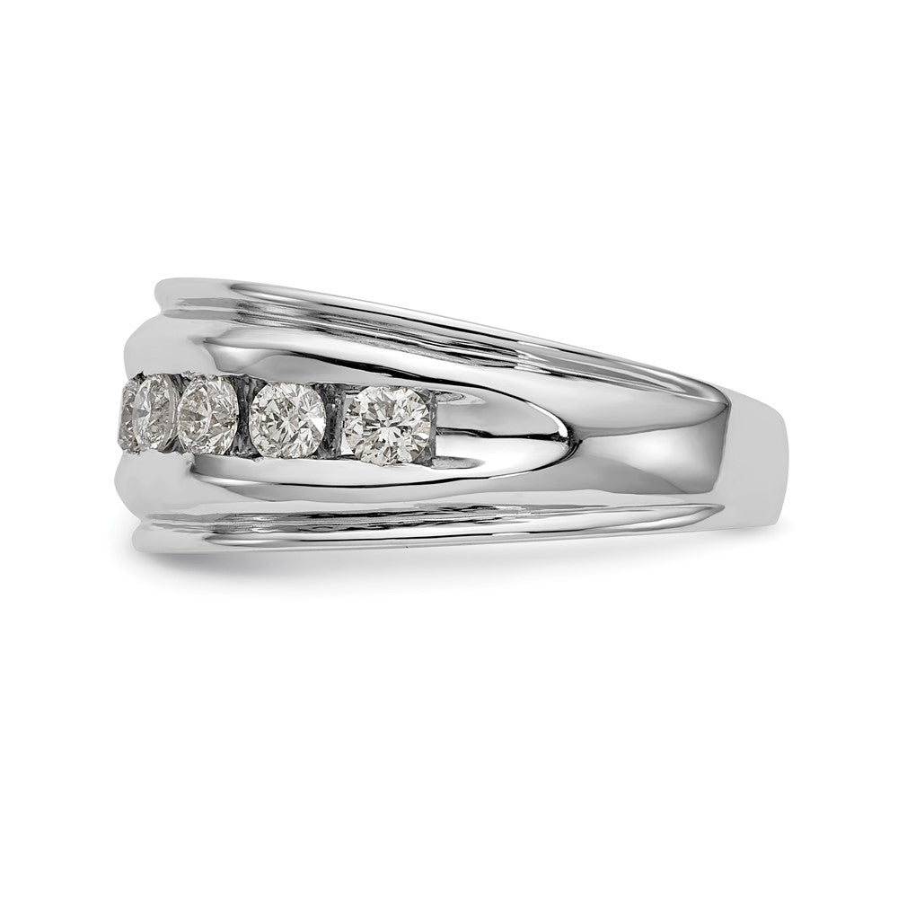 14K Weißgold Herrenring mit 1 ct. Laborgezüchteten Diamanten, VS/SI+ G+, Siebensteinbesatz