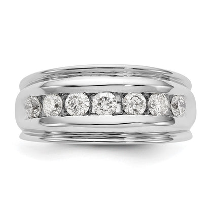 14K Weißgold Herrenring mit 1 ct. Laborgezüchteten Diamanten, VS/SI+ G+, Siebensteinbesatz