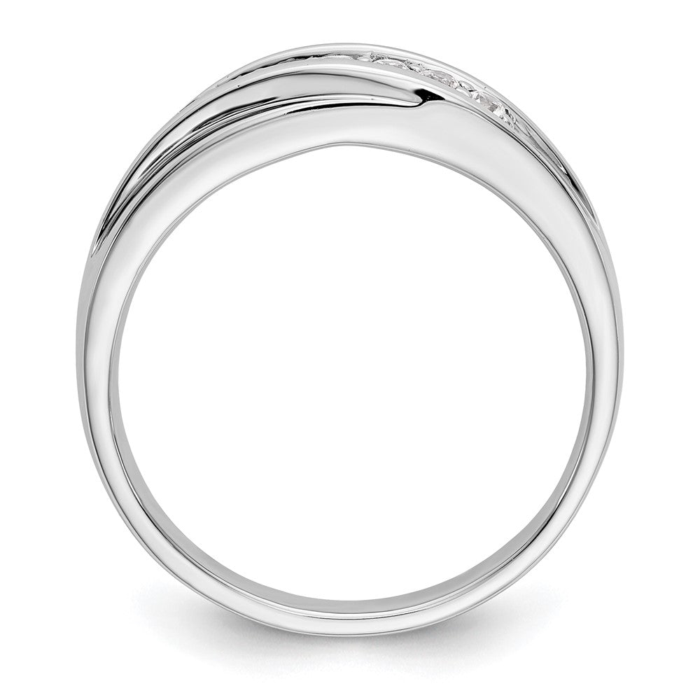 14K Weißgold 7-Stein-Ring mit 0,25K Diamanten, komplett, für Herren