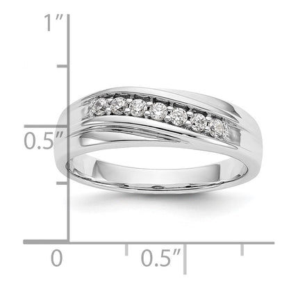 14K Weißgold 7-Stein-Ring mit 0,25K Diamanten, komplett, für Herren