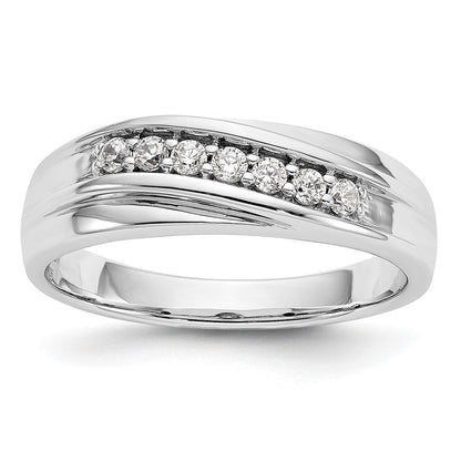 14K Weißgold 7-Stein-Ring mit 0,25K Diamanten, komplett, für Herren