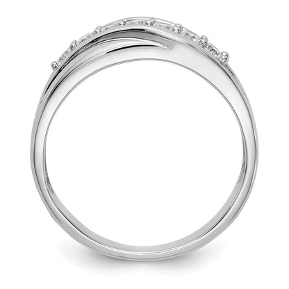 14K Weißgold Ehering mit 7 Steinen und 0,5K Diamanten für Herren