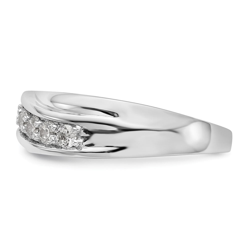 14K Weißgold Ehering mit 7 Steinen und 0,5K Diamanten für Herren