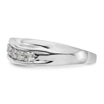14K Weißgold Ehering mit 7 Steinen und 0,5K Diamanten für Herren