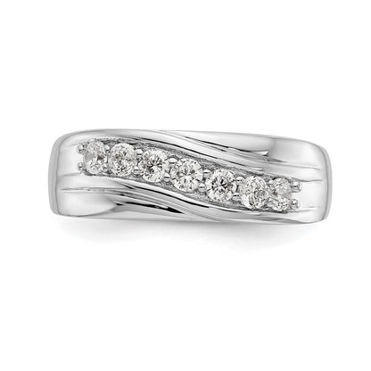 14K Weißgold Ehering mit 7 Steinen und 0,5K Diamanten für Herren
