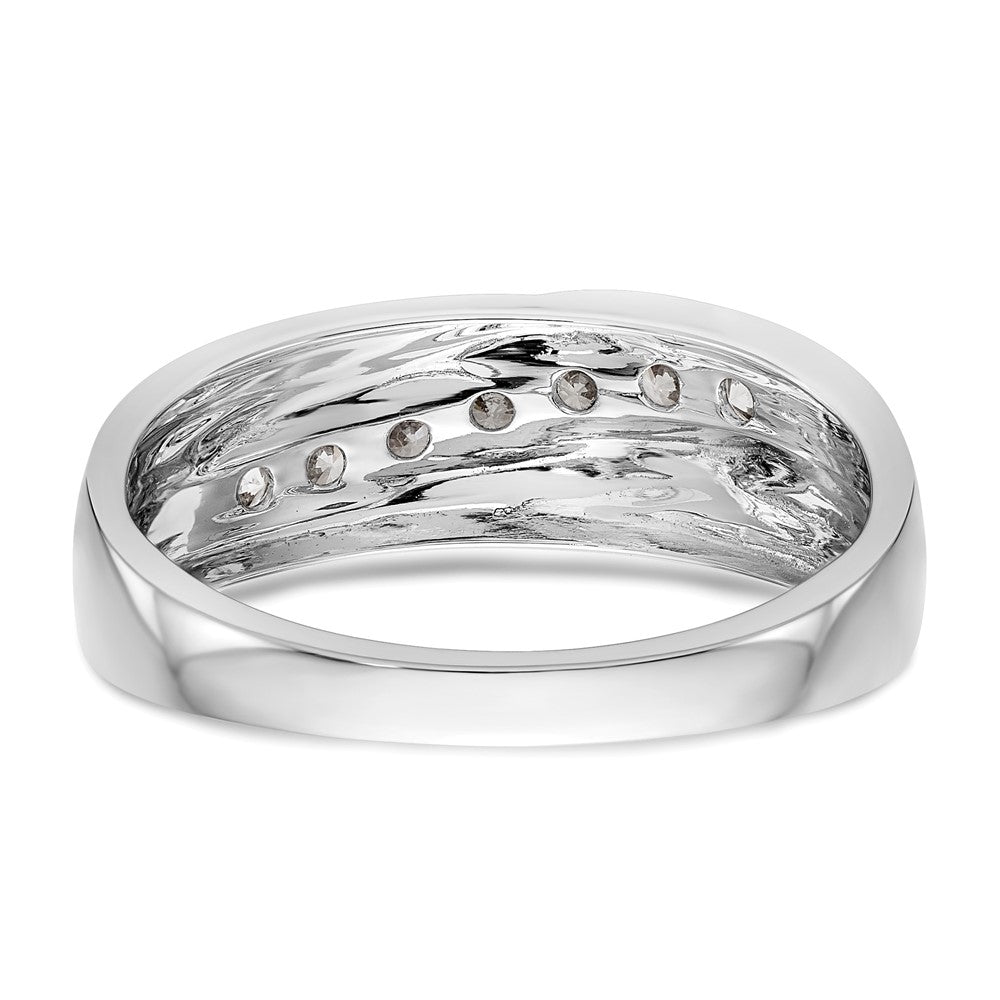 14K Weißgold Ehering mit 7 Steinen und 0,5K Diamanten für Herren