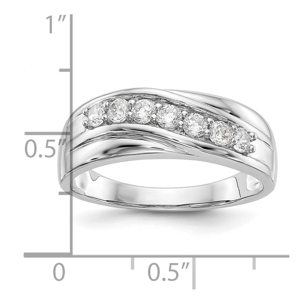 14K Weißgold Ehering mit 7 Steinen und 0,5K Diamanten für Herren