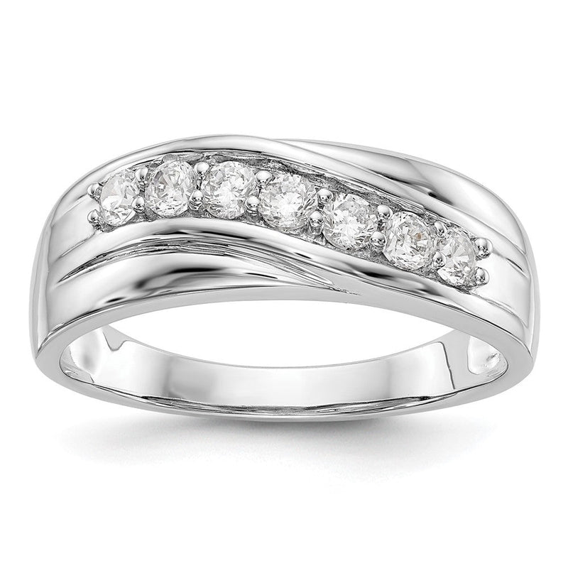 14K Weißgold Herren-Ehering mit natürlichen Diamanten 0,49 ct