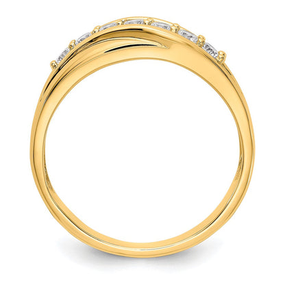 14K Gelbgold Herrenring mit 7 Diamanten, 0,5 ct., komplett besetzt